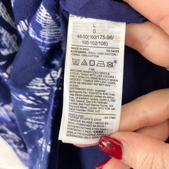 GAP Button Front Tiered Blue Floral Print Babydoll Dress size Large - Picture 9 of 10